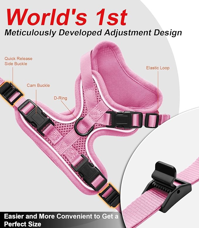 Cat Harness and Leash for Walking Escape Proof Soft Adjustable Cat Leash Breathable Comfortable Vest Easy to Wear Kitten Harness for Outdoor Travel (Pink, S (7-12lb))