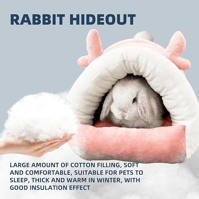 Guinea Pig Hideout, Warm Bed for Guinea Pig,Rabbits, Chinchillas, Guinea Pig Bed, Cozy Small Animal Winter Shelter (Pink, Small)