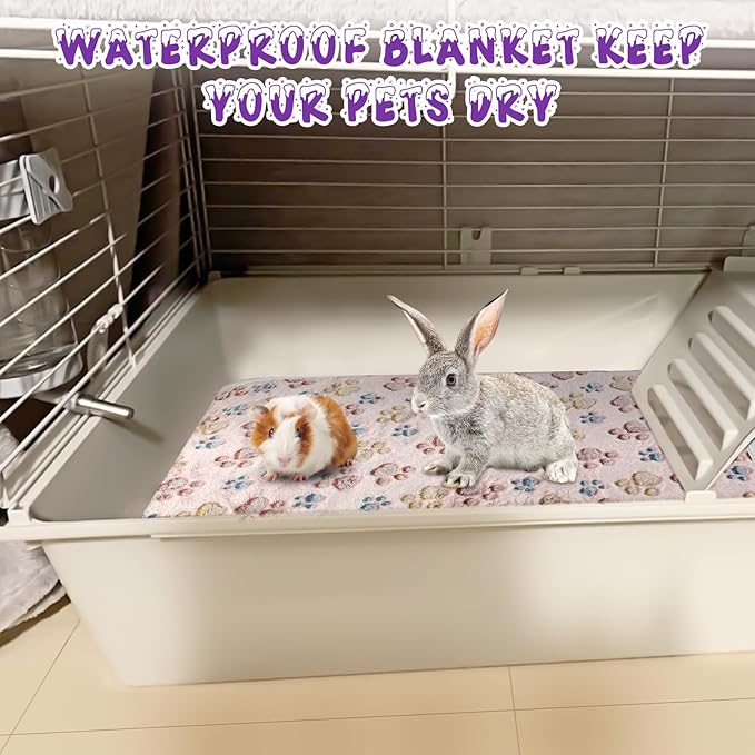 YUEPET Waterproof Guinea Pig Blankets Washable 6 Pack Small Animal Fleece Cage Liners Pet Soft Sleep Mat Pad Cover Warm Flannel Throw for Hamster Guinea Pig Rabbit Chinchilla Hedgehog Ferret 35"×24"