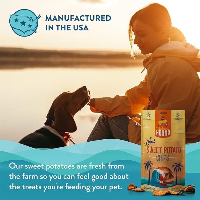 Just Sweet Potato Chips – Single Ingredient Dog Treats, All Natural & Healthy Training Snacks for Small, Medium & Large Breeds, Puppies – High Protein, Made in US - 4oz