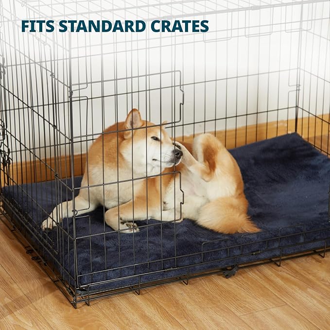 LIORCE Dog Crate Pad - Dog Bed Large Sized Dogs with Removable Washable Cover and Waterproof Lining - Memory Foam Pet Bed for Crate - Reversible Kennel Mat (Cool & Warm), 36-inch, Dark Grey