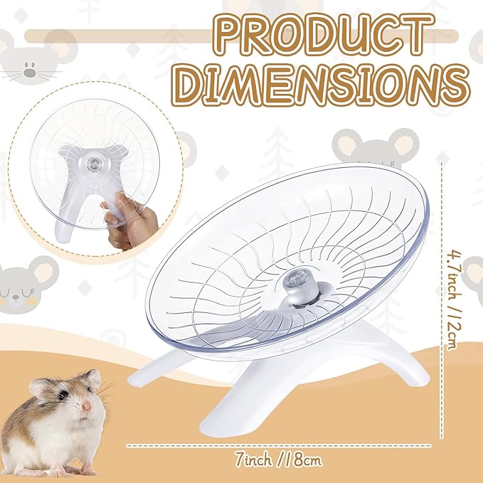 Thyle 2 Pieces Hamster Flying Saucer Silent Running Exercise Wheel Fitness Hamster Toys Silent Exercise Wheel for Hamsters Gerbils Mice Hedgehog Guinea Pig and Other Small Pets
