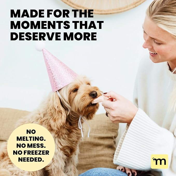 MalsiPree Dog Birthday Treats - Freeze Dried Puppy Ice Cream & Canine Popsicle - Healthy Pet Gift & Party Favors - Grain Free Dessert & Cake Alternative - Salmon, Beef & Chicken - 15 Count