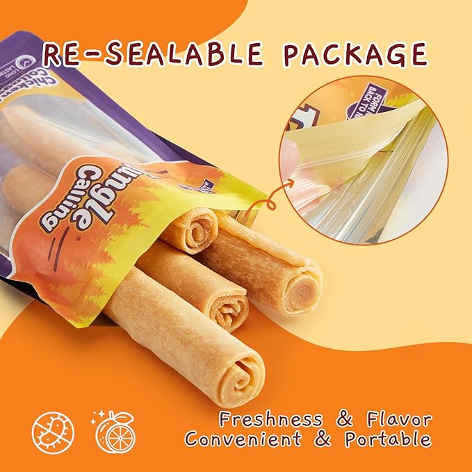 Jungle Calling 18.3 oz Collagen Rolls for Dogs, 7 Inch Long Lasting Dog Treats, Chicken Flavor Rawhide Alternative, Digestible Chew Bones for Medium and Large Dogs, 4 Count