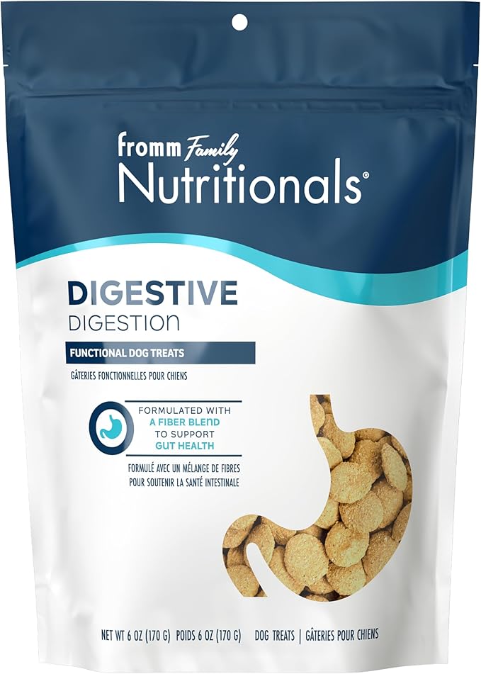 Fromm Family Nutritionals Digestive Functional Dog Treats - Premium Dog Treats to Support Digestive Issues, Upset Stomachs, & Diarrhea - Contains Pumpkin - 6 oz