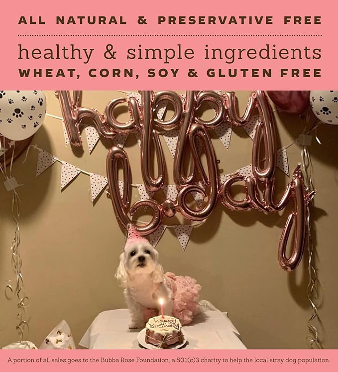 Bubba Rose Biscuit Company: Pink Dog Birthday Cake - Crunchy Biscuit Texture - Natural Gourmet Pet Treat - Dog Cake - 4.25” 1 Count - Made in The USA