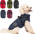 Dog Winter Coat, Warm Dog Jacket Reflective Adjustable Fleece Vest with Harness Built in,Windproof Pet Snow Jacket Snowsuit with Zipper for Small Medium Dogs, Navy Blue XS