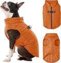 Gooby Puffer Vest - Pumpkin, Large - Ultra Thin Zip Up Windbreaker with Dual D Ring Leash - Water Resistant Dog Sweater Coat for Small Dogs