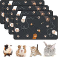 4-Pack Guinea Pig Cage Liner Washable, 16in x 30in Ultra-Absorbent Guinea Pig Bedding for Cage Non-Slip Leak-Proof Pee Pads for Dogs Rabbit Bunny Cat Litter Mat, Black