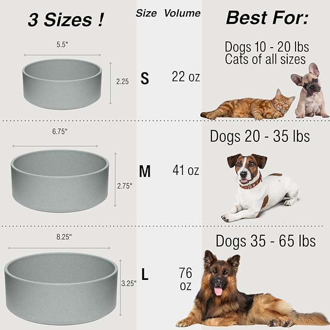 Loving Pets - Dolce Bamboo - Eco-Friendly Pet Bowls & Dishes for Dog, Cats, Puppy Food and Water Dish -Sustainable and Dishwasher Safe, Made with Real Bamboo (Small, Slate-Grey)