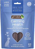 Get Naked Calming Dental Sticks for Dogs – Grain-Free Chicken Flavor, Anxiety Relief with Chamomile, Passion Flower, No CBD, Tartar Control, Gluten-Free – Large Sticks 6.6 oz Bag