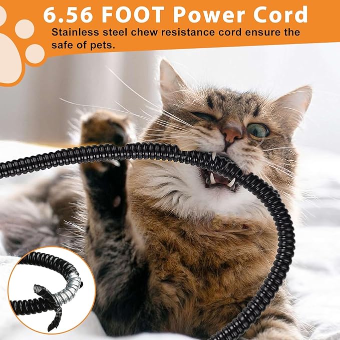 Heated Cat Bowl – Double Removable Stainless Steel Bowls, Freeze-Proof Water & Food, Overheat Protected, Chew-Resistant Cord, UL Listed