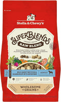 Stella & Chewy's SuperBlends Raw Blend Wholesome Grains Wild-Caught Whitefish & Salmon Recipe with Superfoods, 3.25 lb. Bag