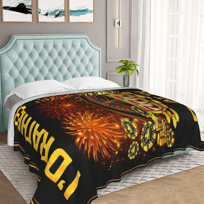 Gambling Blanket, Gifts for Women Men, Casino Soft Lightweight Throw Blankets for Adults, Travel Bed Living Room Decor, 60x80in