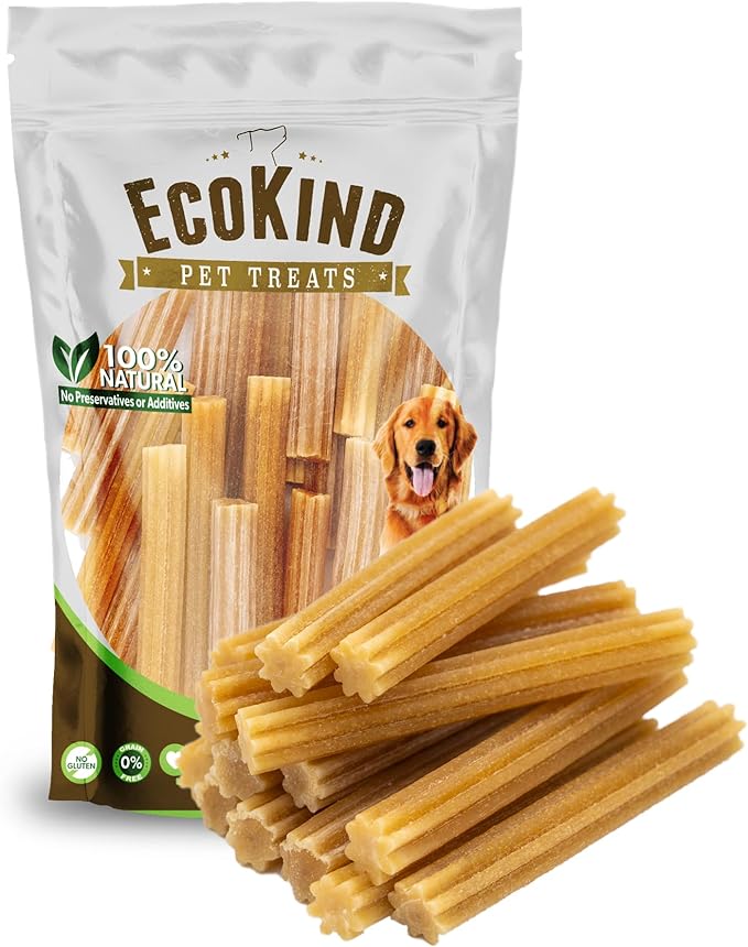 EcoKind Pet Treats Premium Gold Cheese Flavored Churro Chews | All Natural Himalayan Yak Cheese Dog Chew for Small to Large Dogs | Keeps Dogs Busy & Enjoying Indoors & Outdoor Use (30 Sticks)