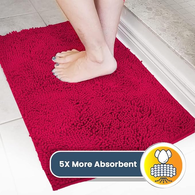 Muddy Mat® | Super Absorbent Door Mat Indoor, Microfiber Quick Dry Chenille Entryway Rug, Non-Slip Front Door Mat, Indoor Mats for Entryway, Machine Washable Pet Rug, Maroon 19"x30"