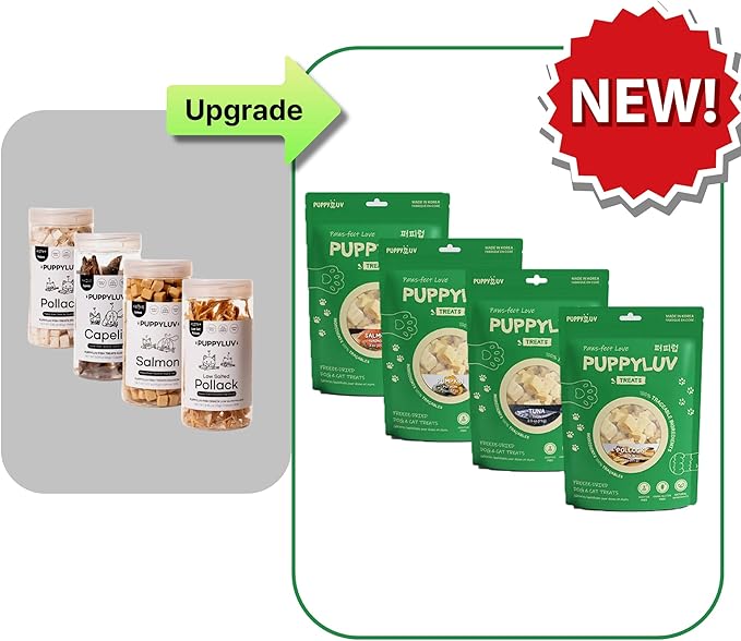 Puppyluv Treat - Freeze Dried Salmon Dog & Cat Treats, Wild Caught, Single Ingredient, High Protein, Omega 3/6/9, Grain Free, Gluten Free, 3.0oz x 3p