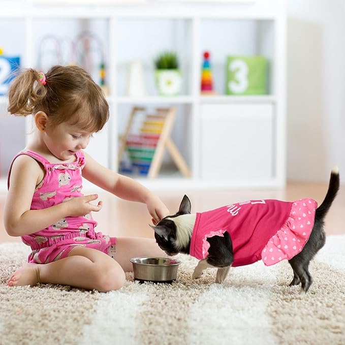 2 Pieces Dog Dresses for Dogs Cute Girl Female pet Dress Mommy Puppy Shirt Skirt Dresses Pet Summer Clothes Apparel for Cats(Love and Angel,Extra Small)