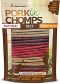 Pork Chomps Dog Chews, 5 Inch Munchy Sticks, 100 Count - Assorted Flavors: Roasted Pork, Chicken, & Bacon - Long-Lasting Treats for Dogs - High Protein, Low Fat, Healthy & Delicious Chews (1 Pack)