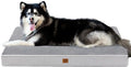 EHEYCIGA Orthopedic Dog Bed Waterproof 47"x29", Memory Foam Pet Bed for XXLarge Dog Bed, Washable Pet Mat with Removable Cover, Grey