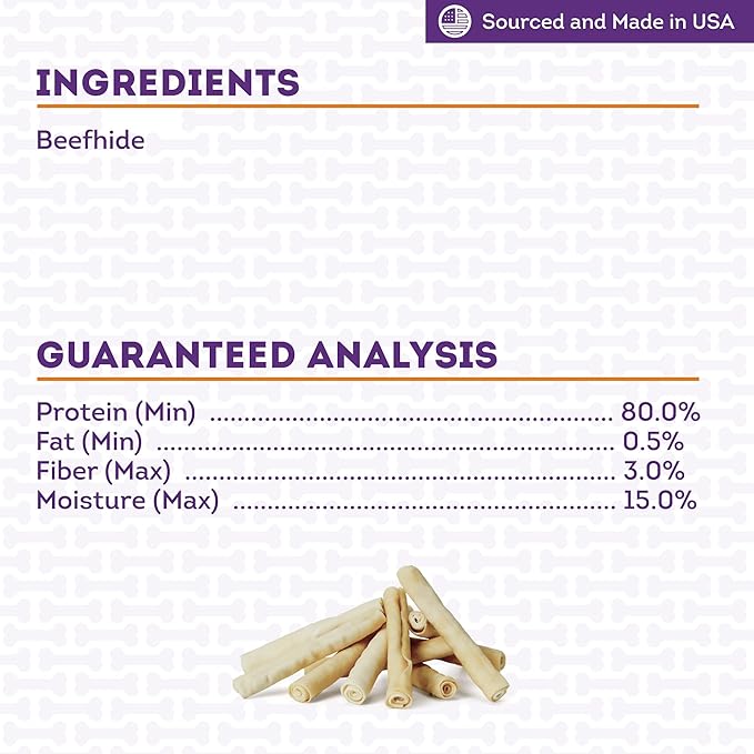 USA Beefhide Chip Rolls 10-11" Dog Chew Treats - Natural Flavor, 10 Count/1 Pack