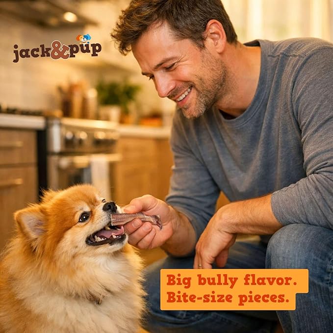 Jack&Pup Bully Bites (2 lb. Bag), Small Bully Sticks for Small Dogs, 1-3 Inch Chews for Puppies, Seniors and Smaller Dogs