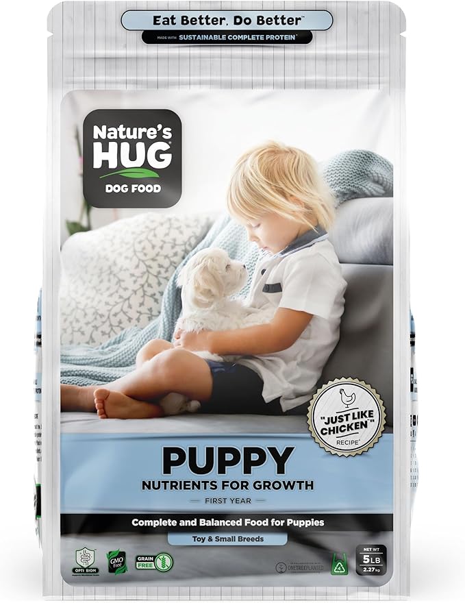 Nature's HUG Hypoallergenic Dry Dog Food for Puppy Toy & Small Breeds – Complete & Balanced Nutrition, Sensitive Stomach Support, High-Protein, Grain Free – 5lb