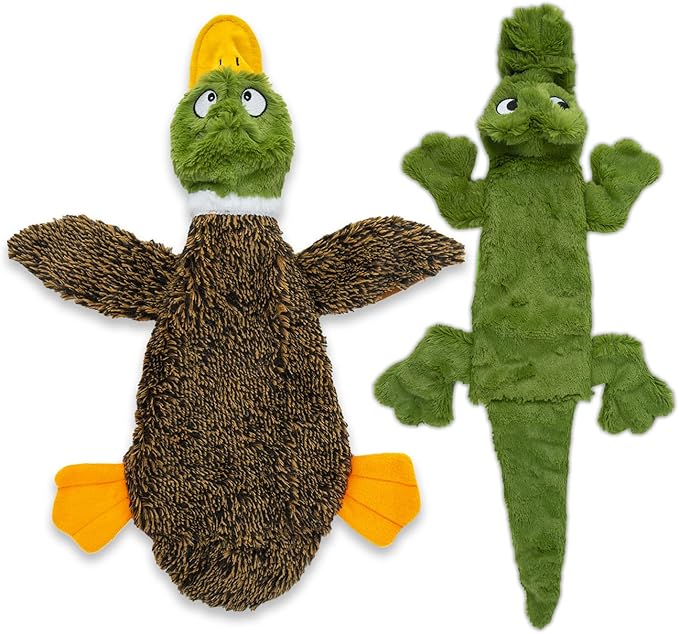 Best Pet Supplies Squeaky Dog Toys with Soft Durable Fabric for Small, Medium and Large Pets Interactive Toy for Indoor Play, Supports Active Biting and Play - 1Wild Duck, Alligator, Large