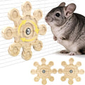 2pcs Rotating Natural Wood Chinchilla Chew Toys for Teeth, Interactive Enrichment Toys, Hanging Exercise Chinchilla Toys for Cage for Playtime, Spinner Cage Accessories Wheel
