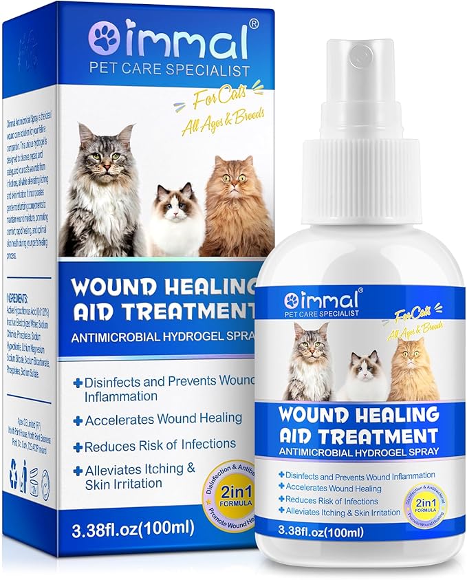 Cat Wound Care Spray - Wound Healing Aid Treatment for Cats Helps with Skin Repair for Wounds, Cats Irritated Skin & Itchy Skin, Scratching | Cats Supplement | Gentle Wound Care Spray - 3.38 Fl.oz