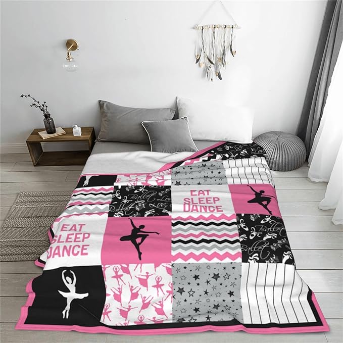 banonaty Dance Blanket Ballet Throw Blanket Cozy Fleece Flannel Plush Bedding Dancer Gifts for Girls Women Teacher Team for Couch Sofa Bed Decor 40"X50"