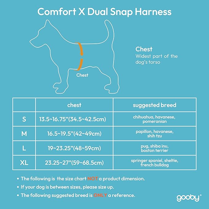 Gooby Comfort X Dual Snap Harness - Yellow, Small - No Pull Dog Harness with Rotational Buckles and Patented Choke-Free X Frame for Small to Medium Dogs