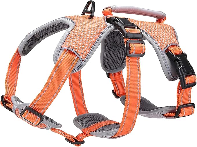 BELPRO Multi-Use Support Dog Harness, Escape Proof No Pull Reflective Adjustable Vest with Durable Handle, Dog Walking Harness for Big/Active Dogs (Orange, L)