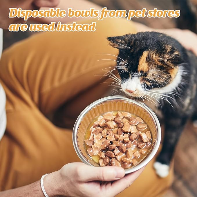 800 Pcs Bulk Large Pet Disposable Feeding Bowls Liner Cat Food Bowls Paper Liner Pets Disposable Feeding Bowl Small Paper Cat Plates for Small Dogs Cats Dish Bowl