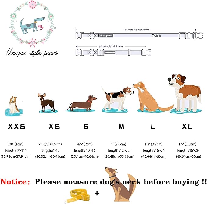 Unique style paws Spring Pink Dog Collar with Bow Pet Gift Adjustable Soft and Comfy Bowtie Collars for Small Medium Large Dogs