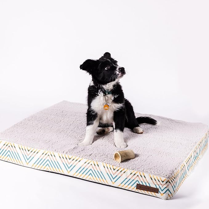 Wilderdog Orthopedic Memory Foam Dog Bed for Weightless, Full-Body Relaxation Featuring 2-Layer Premium Foam Core with Washable Sherpa Fleece Cover and Waterproof Liner and Textured Non-Slip Bottom
