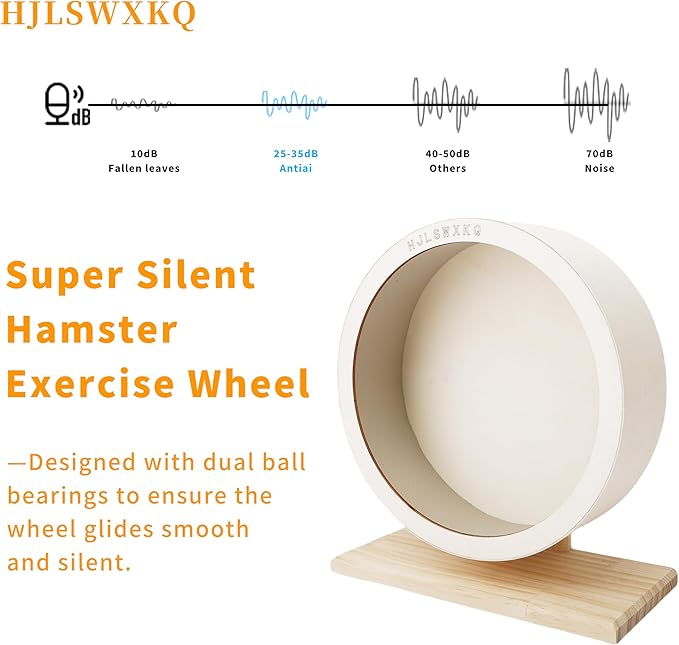 11.42in Silent Hamster Wheel with 2 Natural Chew Toys - Wooden Exercise Wheel with Removable Track, Quiet Spinner for Gerbils, Mice, Hamsters,Mouse,Syrian Hamster(11.42in)