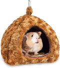 PINVNBY Guinea Pig Hideout Bed Hamster Cave Warm Bunny Bed Dwarf Rabbit House Bed Hedgehog Cage Accessories Winter Sleeping House for Hedgehog Ferret Rat Chinchilla and Other Small Animals（Brown）