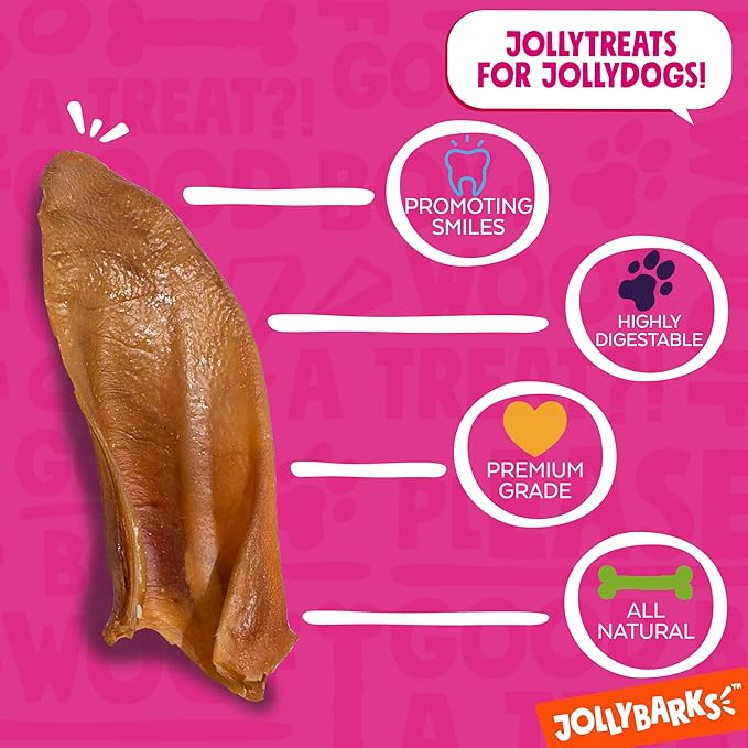 Half Pig Ears for Dogs Large, All Natural, Single Ingredient Pigs Ears for Dogs - Premium Dog Ear Treat - Dog Chew Treats for Large and Small Breeds (12 Pack)