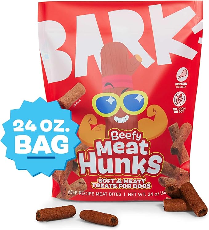 Barkbox Beefy Meat Hunks - Savory Beef Recipe with Protein-Packed Goodness, No Corn or Soy - 24oz Bag
