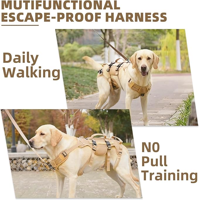 PUPTECK Dog Lift Harness for Medium Large Sized Dog, Rehabilitation Sling for Hind Leg Support, Multifunctional Mobility Assistance Harness for Old, Disabled, Joint Injuries, Paralysis Dog, Brown XL