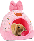 YUEPET Bunny Bed Warm Guinea Pig Cave Beds Cute Bowknot House Big Hideouts Cage Accessorie for Dwarf Rabbits Hamster Bunny Ferrets Rats Hedgehogs Chinchilla(Carrot)