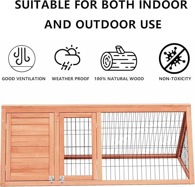 Small Chicken Coop, Chicken Run,Small Wooden Duck Coop Outdoor Quail Cage Rabbit Pet Hutch House Small Animals (Ntural Wood)