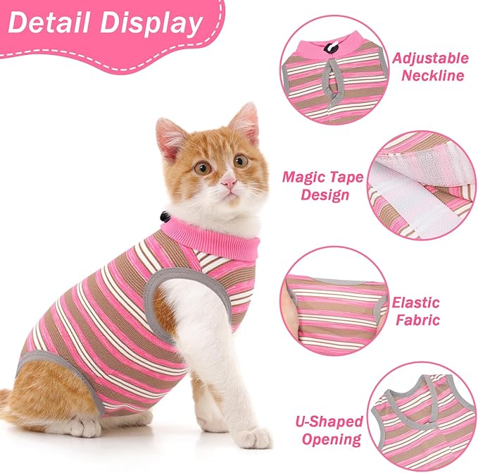Coppthinktu Cat Recovery Suit Female, Cat Surgery Recovery Suit Cats Onesie for Cats After Surgery for Surgical Abdominal Wound Skin Diseases, Soft E-Collar Alternative Kitten Spay Suit Anti Licking