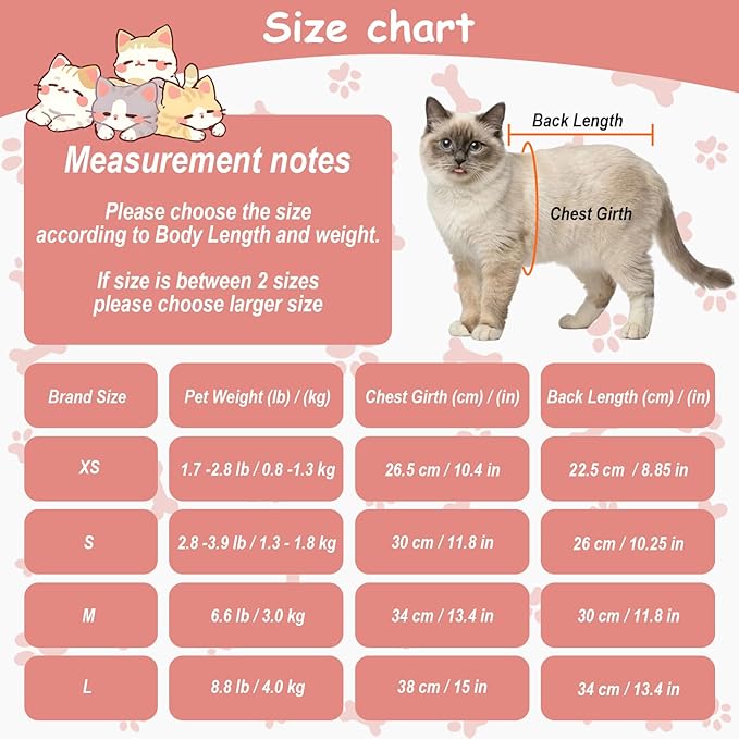 FEimaX Cat Surgery Recovery Suit Cat Onesie for Cats After Surgery Spay Surgical Cone of Shame Alternative Surgical Spay Suit for Female Cat, Post-Surgery or Skin Diseases Protection