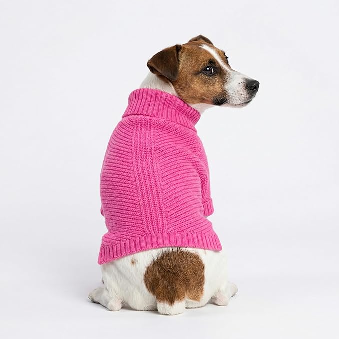 Fitwarm Valentines Dog Turtleneck Sweater, Dog Winter Clothes for Small Dogs Girl, Knitted Pet Coat, Cat Outfit, Hot Pink, XXL