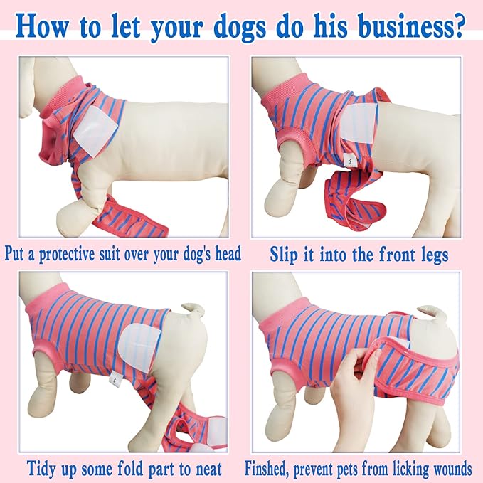 Dog Surgery Recovery Suit, Recovery Shirt for Male Female Dog Cats, Cone E-Collar Alternative Abdominal Wounds Spay Bandages Onesie, Anti-Licking Pet Surgical Recovery Suit,Pink XX-Lrage