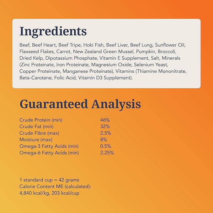 K9 Natural Beef & Hoki Freeze Dried Dog Food, High-Meat Natural Complete Meal or Meal Toppers for Dogs, Grass-Fed Beef & Hoki from New Zealand, Grain-Free, GMO-Free, Complete & Balanced, 17.6oz
