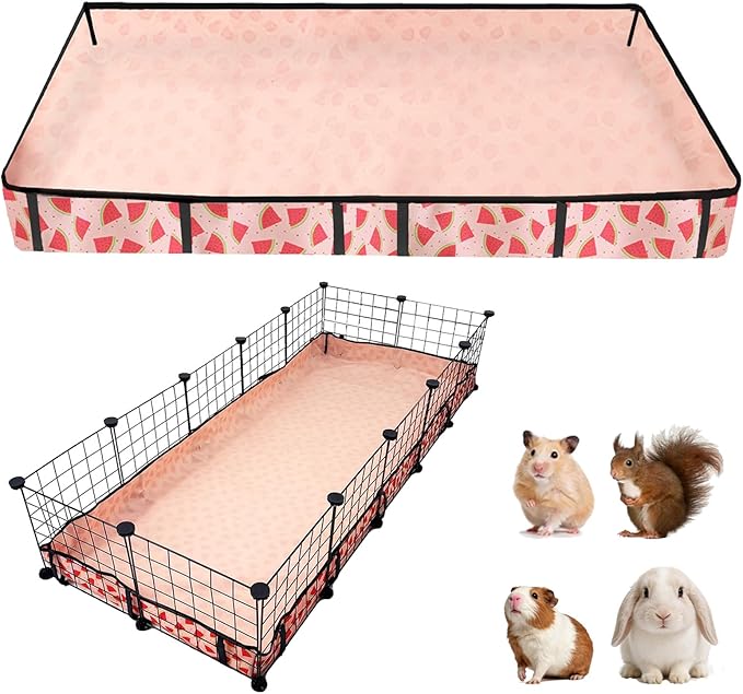 Waterproof Guinea Pig Cage Liners, Washable & Reusable Small Animal Cage Mat, for Rabbit, Hamster, Chinchilla, Hedgehog (Watermelon),C&C 24x60 inches