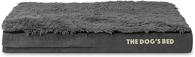 The Dog’s Bed Replacement Outer Cover, Fur Fabric, Grey Fur, Medium, 4-Inch